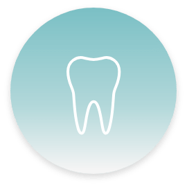 Simple tooth outline icon in a teal gradient circle
